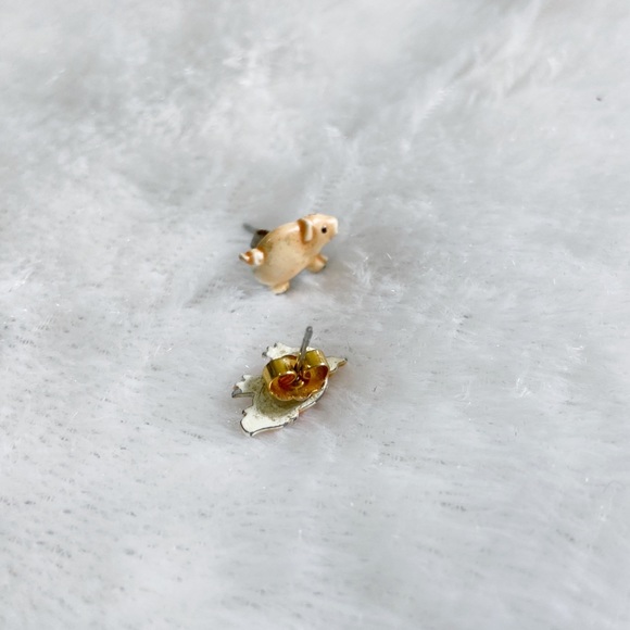Vintage Pig Stud Earrings - Picture 2 of 4